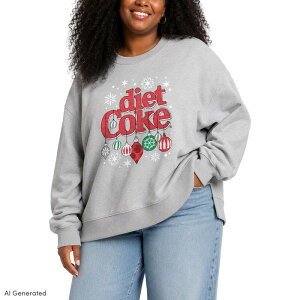 �A�j���L�����N�^�[ ���f�B�[�X �g�b�v�X T�V���c �v���X�T�C�Y �X�E�F�b�g �t���[�X Licensed Character Plusize Diet Coke Festive Holiday Oversized Fleece Crew Sweatshirt Athletic Heather �w�U�[