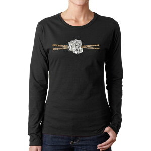 �G���G�[�|�b�v�A�[�g ���f�B�[�X �g�b�v�X T�V���c LA Pop Art Drum Sticks - Women's Word Art Long Sleeve T-Shirt Black �u���b�N
