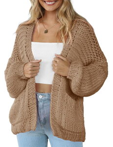 �}�L�V�X�}�[�` ���f�B�[�X �A�E�^�[ �j�b�g�E�Z�[�^�[ V�l�b�N �J�[�f�B�K�� Maxxis Merch Women Cardigan Sweater Lightweight Long Sleeves V Neck Pocketed Soft Knitwear Camel �L������