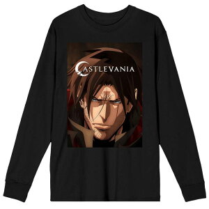 �A�j���L�����N�^�[ ���f�B�[�X �g�b�v�X T�V���c ���S �O���t�B�b�N Licensed Character Men's Castlevania Title Logo Long Sleeve Graphic Tee Black �u���b�N