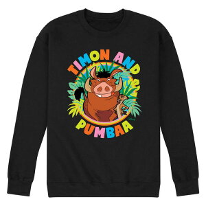 �f�B�Y�j�[ ���f�B�[�X �g�b�v�X T�V���c �X�E�F�b�g �t���[�X Disney's The Lion King Timon & Pumbaa Men's Fleece Sweatshirt Black �u���b�N