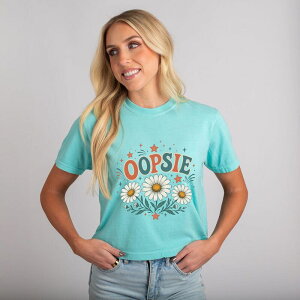 Simply Sage Market ���f�B�[�X �g�b�v�X T�V���c �O���t�B�b�N Simply Sage Market Oopsie Daisy Stars - Women's Boxy Crop Top Graphic T-Shirt Chalky Mint �~���g