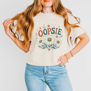 Simply Sage Market ���f�B�[�X �g�b�v�X T�V���c �O���t�B�b�N Simply Sage Market Oopsie Daisy Stars - Women's Boxy Crop Top Graphic T-Shirt Ivory �A�C�{���[