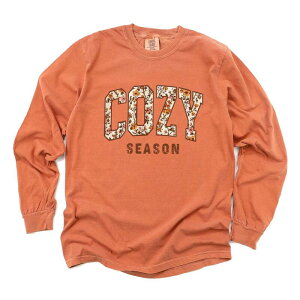 Simply Sage Market ���f�B�[�X �g�b�v�X T�V���c �t�����[�� �t�����[ �O���t�B�b�N Simply Sage Market Cozy Season Floral - Women's Garment Dyed Long Sleeve Graphic T-Shirt Yam