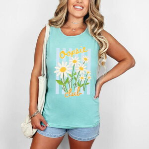 Simply Sage Market ���f�B�[�X �g�b�v�X T�V���c �O���t�B�b�N Simply Sage Market Oopsie Daisy Club Stripes - Women's Garment Dyed Graphic Tank Top Chalky Mint �~���g