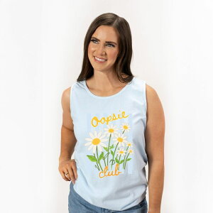 Simply Sage Market ���f�B�[�X �g�b�v�X T�V���c �O���t�B�b�N Simply Sage Market Oopsie Daisy Club Stripes - Women's Garment Dyed Graphic Tank Top Chambray �X�g���C�v