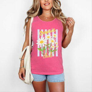 Simply Sage Market ���f�B�[�X �g�b�v�X T�V���c �O���t�B�b�N Simply Sage Market Oopsie Daisy Club Stripes - Women's Garment Dyed Graphic Tank Top Crunchberry �X�g���C�v