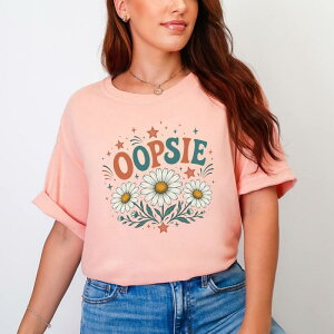 Simply Sage Market ���f�B�[�X �g�b�v�X T�V���c �O���t�B�b�N Simply Sage Market Oopsie Daisy Stars - Women's Garment Dyed Graphic T-Shirt Peachy