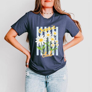 Simply Sage Market ���f�B�[�X �g�b�v�X T�V���c �O���t�B�b�N Simply Sage Market Oopsie Daisy Club Stripes - Women'short Sleeve Graphic T-Shirt Heather Navy �w�U�[