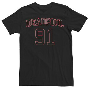 �A�j���L�����N�^�[ ���f�B�[�X �g�b�v�X T�V���c �O���t�B�b�N Licensed Character Men's Marvel Comics Retro Deadpool 91 Varsity Graphic Tee Black �u���b�N