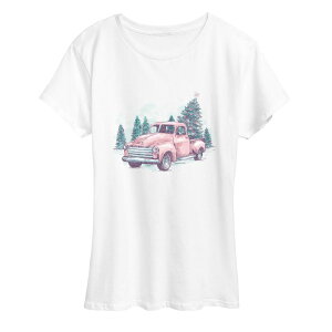 �A�j���L�����N�^�[ ���f�B�[�X �g�b�v�X T�V���c �O���t�B�b�N Licensed Character Women's Pastel Christmas Truck Graphic Tee White �z���C�g