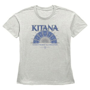 �A�j���L�����N�^�[ ���f�B�[�X �g�b�v�X T�V���c �O���t�B�b�N Licensed Character Women's Mortal Kombat 2 Movie Kitana's Deadly Fan Graphic Tee Oatmeal �I�[�g�~�[��