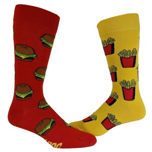 �N���C�W�[�h�b�O T�V���c ���f�B�[�X �A���_�[�E�F�A �C�� ���B���e�[�W Crazy Dog T-Shirts Women's Burger and Friesocks Funny Junk Food Backyard Cookout Vintage Novelty Footwear Multi �}���`�J���[