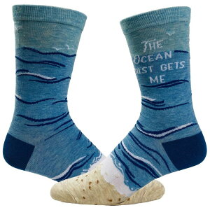 �N���C�W�[�h�b�O T�V���c ���f�B�[�X �A���_�[�E�F�A �C�� Crazy Dog T-Shirts Women's The Ocean Just Gets Me Socks Funny Beach Vacation Boating Novelty Footwear Blue �u���[