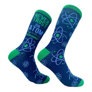 �N���C�W�[�h�b�O T�V���c ���f�B�[�X �A���_�[�E�F�A �C�� Crazy Dog T-Shirts Women's Never Trust An Atom They Make Up Everything Socks Funny Nerdy Science Joke Footwear Atom
