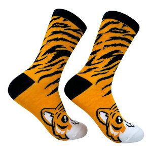 �N���C�W�[�h�b�O T�V���c ���f�B�[�X �A���_�[�E�F�A �C�� Crazy Dog T-Shirts Women's Tiger Socks Funny Cute Cuddly Jungle Cat Novelty Footwear Tiger �A�j�}��