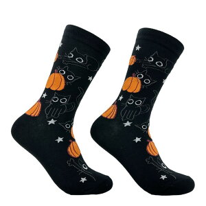 �N���C�W�[�h�b�O T�V���c ���f�B�[�X �A���_�[�E�F�A �C�� �O���t�B�b�N Crazy Dog T-Shirts Women's Black Cat Pumpkin Socks Funny Cute Halloween Graphic Footwear Black �u���b�N