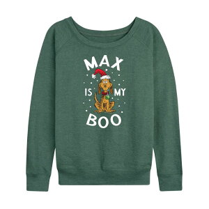 �A�j���L�����N�^�[ ���f�B�[�X �g�b�v�X T�V���c �p�C�� Licensed Character Women's Dr. Seuss The Grinch Max Is My Boo French Terry Long Sleeve Tee Heather Green �w�U�[
