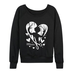 �A�j���L�����N�^�[ ���f�B�[�X �g�b�v�X T�V���c �p�C�� Licensed Character Women's Edward Scissorhands Heart Silhouette French Terry Long Sleeve Tee Black �u���b�N