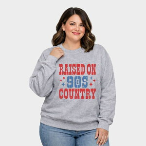 Simply Sage Market ���f�B�[�X �g�b�v�X T�V���c �v���X�T�C�Y �X�E�F�b�g �O���t�B�b�N Simply Sage Market Raised On 90s Country Stars - Women's Plusized Graphic Sweatshirt Graphite �O���t�@�C�g