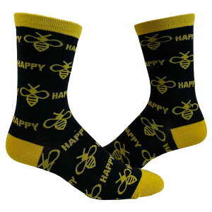 �N���C�W�[�h�b�O T�V���c ���f�B�[�X �A���_�[�E�F�A �C�� �O���t�B�b�N Crazy Dog T-Shirts Women's Bee Happy Novelty Socks Funny Bumble Bee Motivational Graphic Footwear Bee Happy