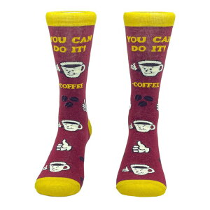�N���C�W�[�h�b�O T�V���c ���f�B�[�X �A���_�[�E�F�A �C�� �O���t�B�b�N Crazy Dog T-Shirts Women's You Can Do It Coffee Socks Funny Cafe Lover Cup Of Joe Graphic Novelty Footwea red ���b�h
