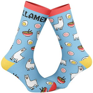 �N���C�W�[�h�b�O T�V���c ���f�B�[�X �A���_�[�E�F�A �C�� �O���t�B�b�N Crazy Dog T-Shirts Women's Llamen Socks Funny Llama Ramenoodles Takeout Novelty Graphic Footwear Blue �u���[