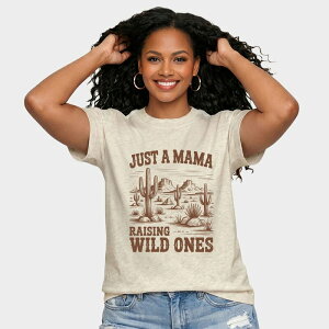 Simply Sage Market ���f�B�[�X �g�b�v�X T�V���c Simply Sage Market Just A Mama Raising Wild Ones - Women's Relaxed Boxy Tee Natural