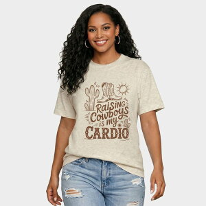 Simply Sage Market ���f�B�[�X �g�b�v�X T�V���c Simply Sage Market Raising Cowboys Is My Cardio - Women's Relaxed Boxy Tee Natural