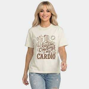 Simply Sage Market ���f�B�[�X �g�b�v�X T�V���c Simply Sage Market Raising Cowboys Is My Cardio - Women's Relaxed Boxy Tee Pearl �p�[��