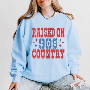Simply Sage Market ���f�B�[�X �g�b�v�X T�V���c �X�E�F�b�g Simply Sage Market Raised On 90s Country Stars - Women's Lightweight Garment Dyed Sweatshirt Hydrangea