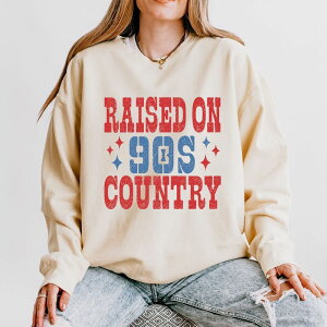 Simply Sage Market ���f�B�[�X �g�b�v�X T�V���c �X�E�F�b�g Simply Sage Market Raised On 90s Country Stars - Women's Lightweight Garment Dyed Sweatshirt Ivory �A�C�{���[