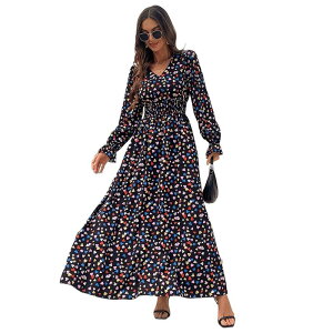 �R�W���C�� ���f�B�[�X �g�b�v�X �����s�[�X �}�L�V Kojooin Women Elegant Long Sleeve Maxi Weddinguest Dress Black �u���b�N