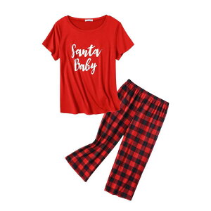 �G�R�A�[ ���f�B�[�X �A���_�[�E�F�A �i�C�g�E�F�A �v�����g �p���c �L���b�v Ekouaer Women Pajama Set with Capri Pants Ultra Soft Lightweight Fun Prints Cozy Sleepwea red Checke red ���b�h