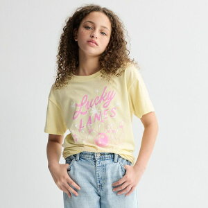 �G�X�I�[ ���f�B�[�X �g�b�v�X T�V���c �v���X�T�C�Y �O���t�B�b�N Girls 7-20 SO Short Sleeve Oversized Graphic Tee in Regular & Plusize Bowling Luckyellow �C�G���[