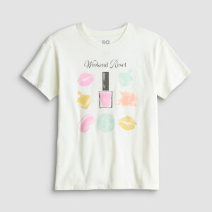 �G�X�I�[ ���f�B�[�X �g�b�v�X T�V���c �v���X�T�C�Y �O���t�B�b�N Girls 7-20 SO Short Sleeve Oversized Graphic Tee in Regular & Plusize Makeup Grid