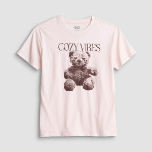 �G�X�I�[ ���f�B�[�X �g�b�v�X T�V���c �v���X�T�C�Y �O���t�B�b�N Girls 7-20 SO Short Sleeve Oversized Graphic Tee in Regular & Plusize Teddy Cozy Pink �s���N