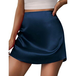 �W�[�O�[ ���f�B�[�X �{�g���X�J�[�g �n�C�E�G�X�g �~�j �V���N Zeagoo Skirts for Women Summer Skirts Casual Stain High Waist Silk Mini School Skirt Cute Skirt Navy Blue �l�C�r�[