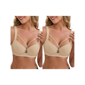 �C���X�p�C�A �V�b�N ���f�B�[�X �A���_�[�E�F�A �u���W���[ INSPIRE CHIC 2 Packs Women's 3/4 Cupush-Up Soft Underwire Support Front Cross Lingerie Adjustable Straps Bras Grey �O���[