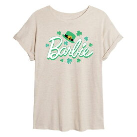 【送料無料】 ライセンス キャラクター レディース Tシャツ トップス Juniors' BarbieR St. Patrick's Day Flowy Tee Beige