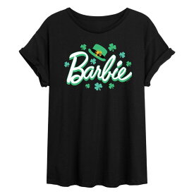 【送料無料】 ライセンス キャラクター レディース Tシャツ トップス Juniors' BarbieR St. Patrick's Day Flowy Tee Black