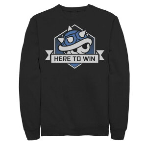 �A�j���L�����N�^�[ �����Y �g�b�v�X T�V���c �X�E�F�b�g Licensed Character Men's Nintendo Mario Kart Here To Win Blue Shell Portrait Sweatshirt Black �u���b�N