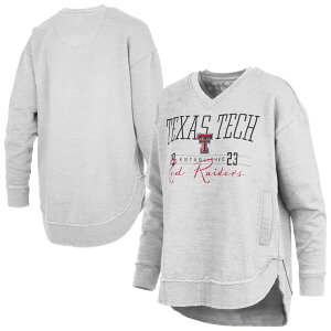 �v���X�{�b�N�X ���f�B�[�X �g�b�v�X T�V���c V�l�b�N �X�E�F�b�g Women's Pressbox Heather Gray Texas Tech Red Raiders Marcus East Hall Poncho V-Neck Sweatshirtxt Grey �O���[