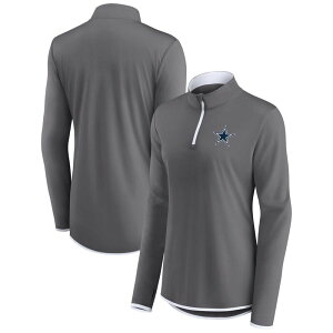�A���u�����f�b�h ���f�B�[�X �g�b�v�X T�V���c Unbranded Women's Fanatics Branded Gray Dallas Cowboys Corner Long Sleeve 1/4 Zip Top Cow Grey �O���[