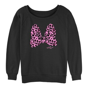�f�B�Y�j�[ ���f�B�[�X �g�b�v�X T�V���c �A�j�}���� �v�����g �p�C�� �O���t�B�b�N Disney Juniors' Minnie Mouse Animal Print Graphic Slouchy Terry Black �u���b�N