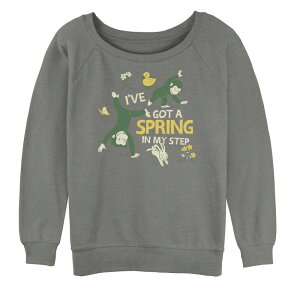 �A�j���L�����N�^�[ ���f�B�[�X �g�b�v�X T�V���c �p�C�� �q�[�� Licensed Character Juniors' Curious George Happy Cartwheeling In Spring Slouchy Terry Gray Heather �O���[