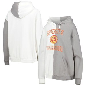 �Q�[���f�C�E�N�`���[�� ���f�B�[�X �g�b�v�X T�V���c �p�[�J�[ Women's Gameday Couture Gray/White USC Trojansplit Pullover Hoodie Usc White �z���C�g