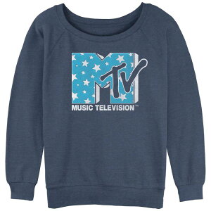 �A�j���L�����N�^�[ ���f�B�[�X �g�b�v�X T�V���c �p�C�� ���S �O���t�B�b�N Licensed Character Juniors' MTV Stars Logo Graphic Slouchy Terry Blue Heather �w�U�[