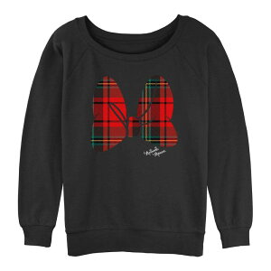 �f�B�Y�j�[ ���f�B�[�X �g�b�v�X T�V���c �v�����g �p�C�� �O���t�B�b�N Disney Juniors' Minnie Mouse Plaid Print Bow Graphic Slouchy Terry Black �u���b�N