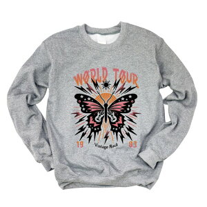 Simply Sage Market ���f�B�[�X �g�b�v�X T�V���c ���B���e�[�W �X�E�F�b�g Simply Sage Market Vintage World Tour Sweatshirt Graphite �O���t�@�C�g